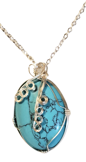Turquoise Howlite Wire Wrap Necklace 6