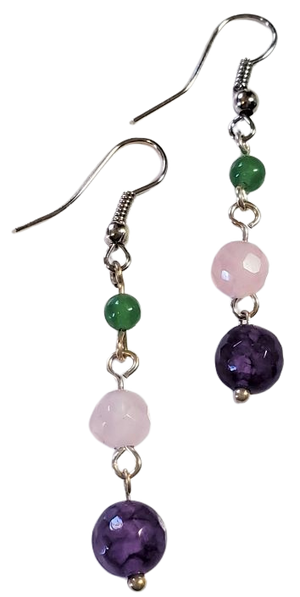 Amethyst Rose Quartz Aventurine Dangle Earrings