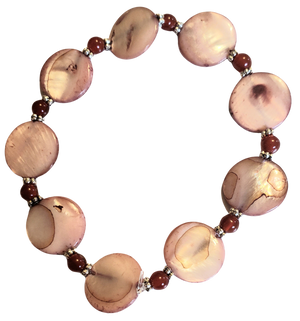 Garnet Salmon Colored Shell Bracelet