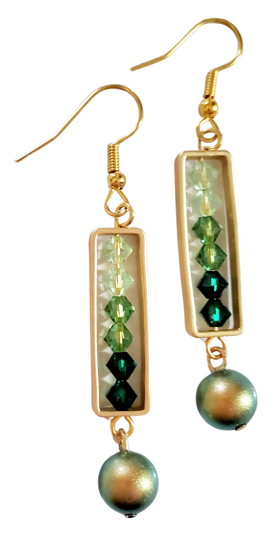 Green Faux Pearl Frame Earrings