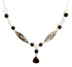 Garnet Filigree Drop Necklace