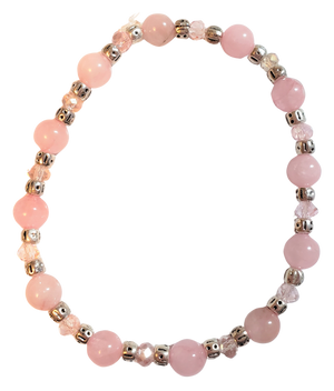 Rose Quartz Pink Rondelle Stretch Bracelet