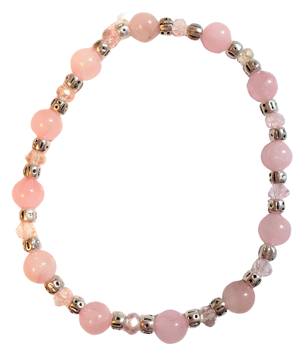 Rose Quartz Pink Rondelle Stretch Bracelet