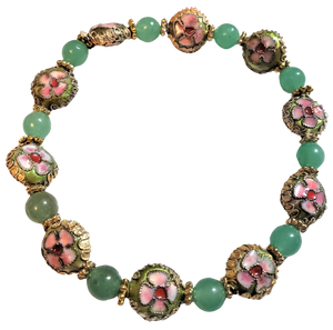 Green Aventurine Cloisonne Stretch Bracelet