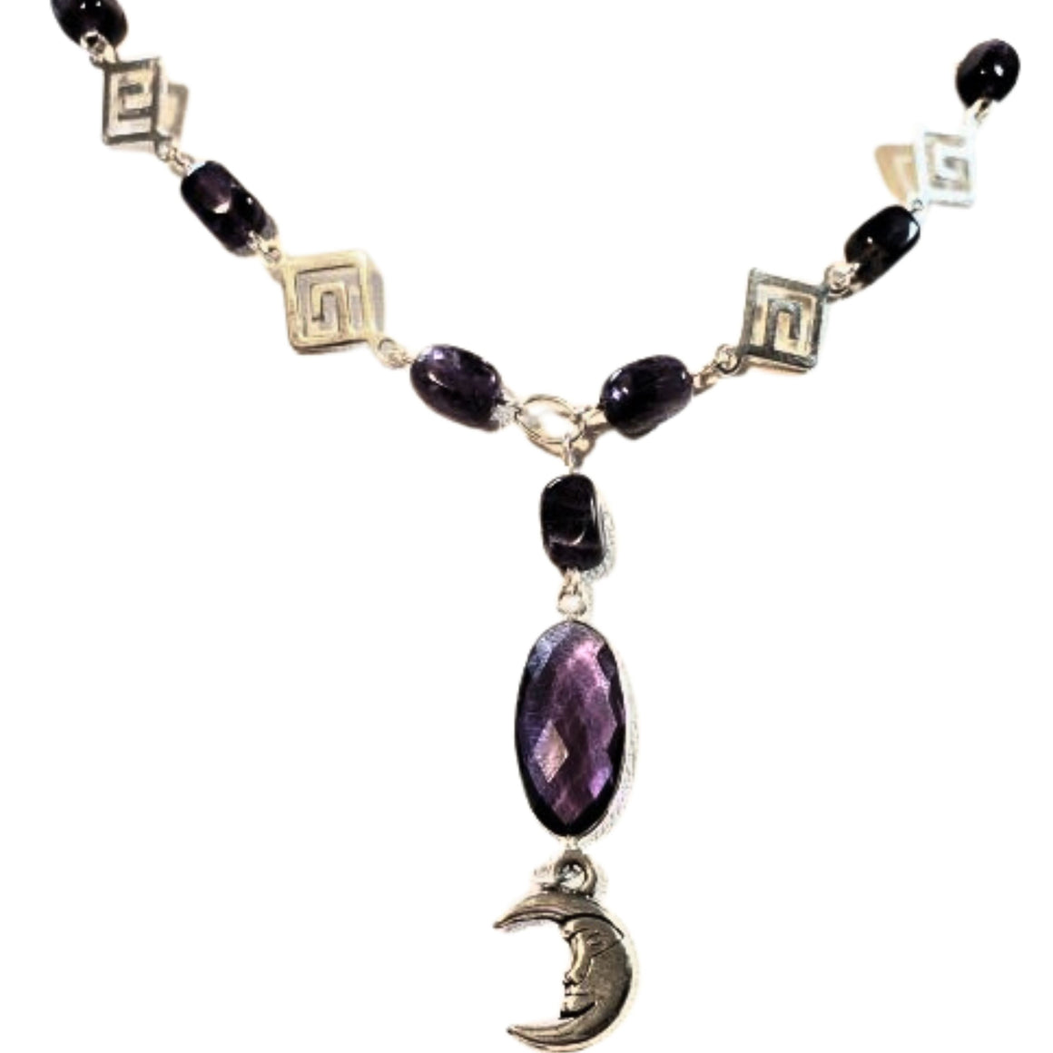 Amethyst Moon Drop Necklace