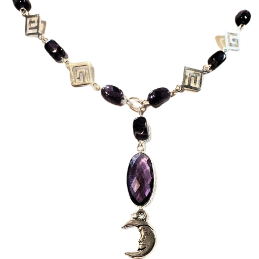 Amethyst Moon Drop Necklace