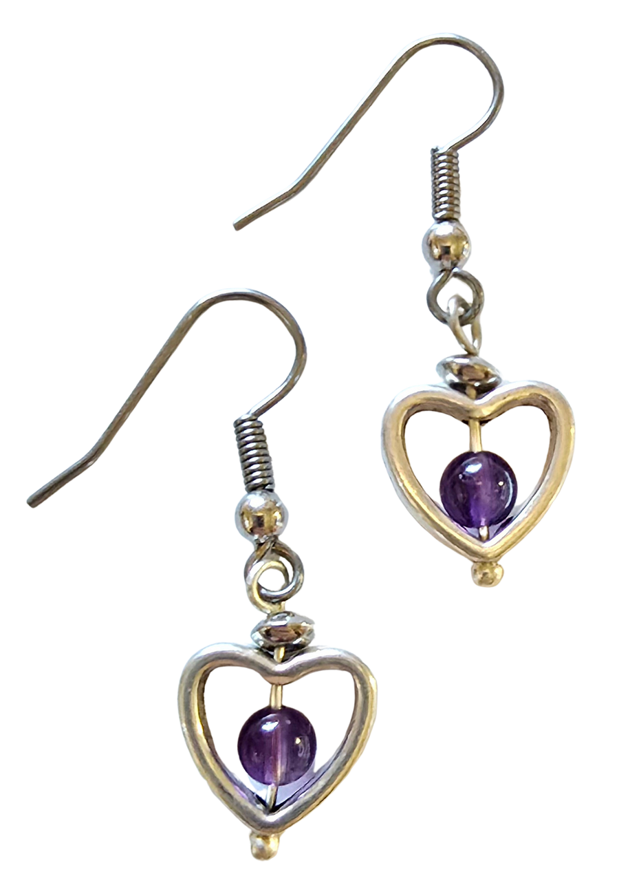 Amethyst Small Heart Earrings