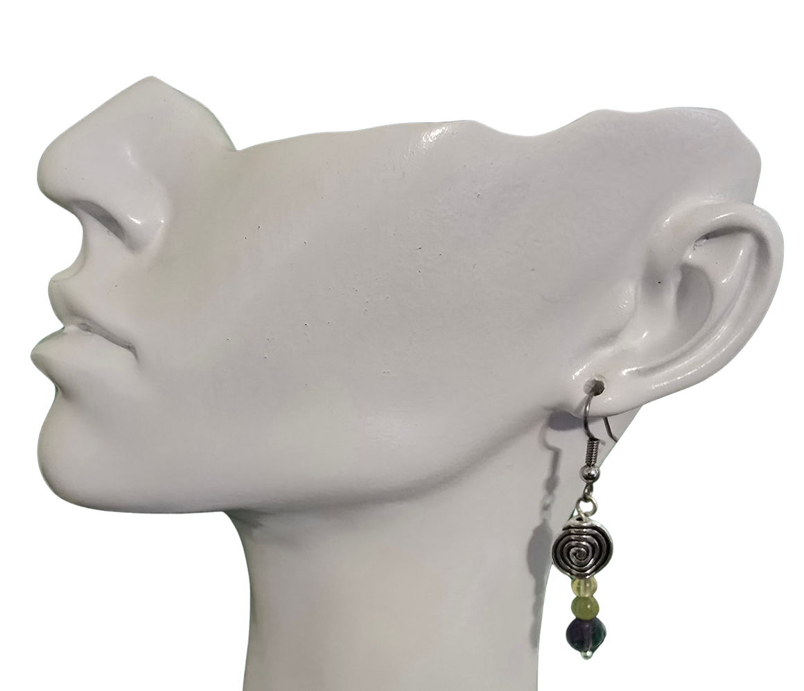 Citrine Peridot Amethyst Coin Earrings