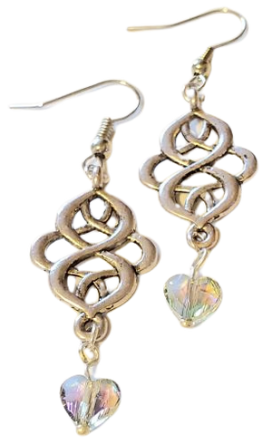 Clear Crystal Heart Nouveau Earrings