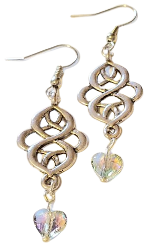 Clear Crystal Heart Nouveau Earrings
