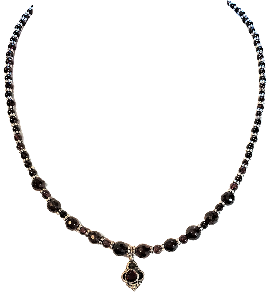 Faceted Garnet Florette Necklace