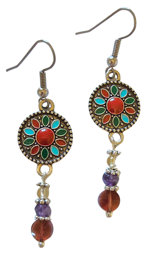 Garnet Amethyst Citrine Southwest Earrings
