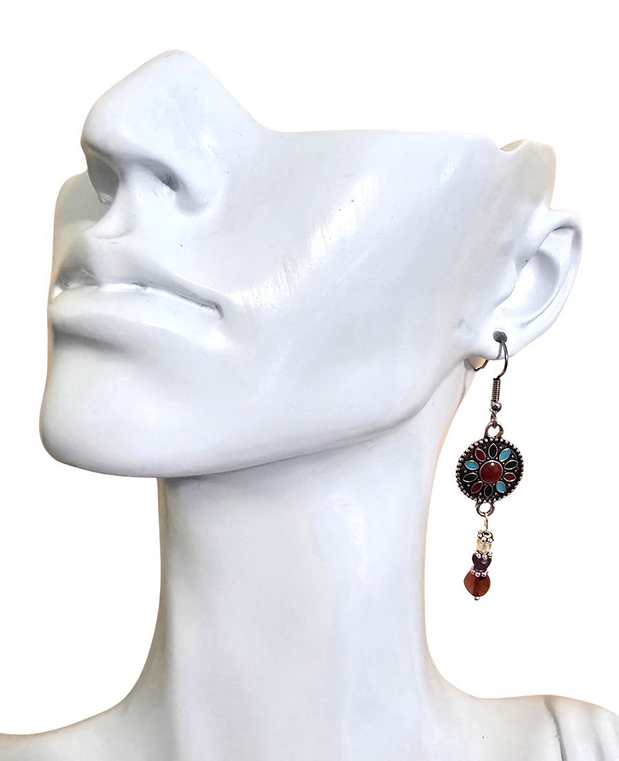 Garnet Amethyst Citrine Southwest Earrings