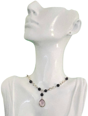 Morganite Amethyst Drop Necklace
