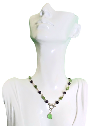 Peridot Amethyst Drop Necklace
