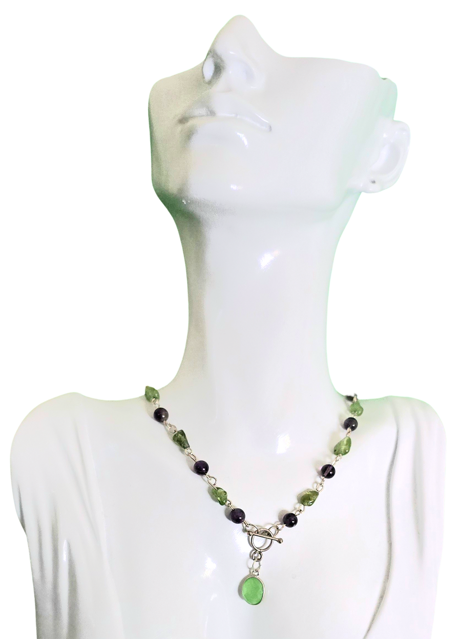 Peridot Amethyst Drop Necklace