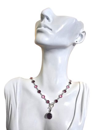Pink Purple Rivoli Amethyst Necklace