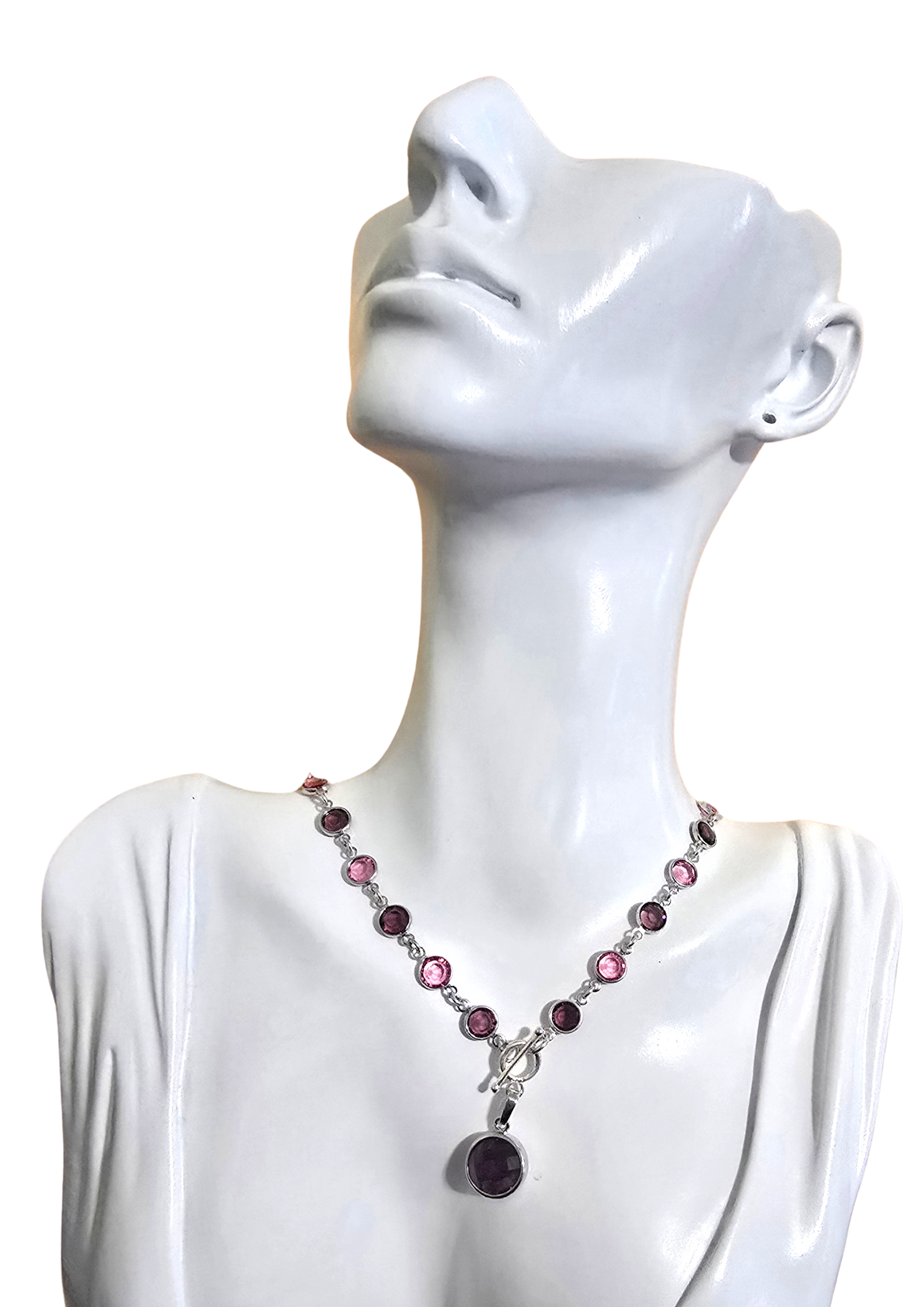 Pink Purple Rivoli Amethyst Necklace