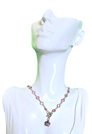 Pink Rivoli Swarovski Flower Drop Necklace