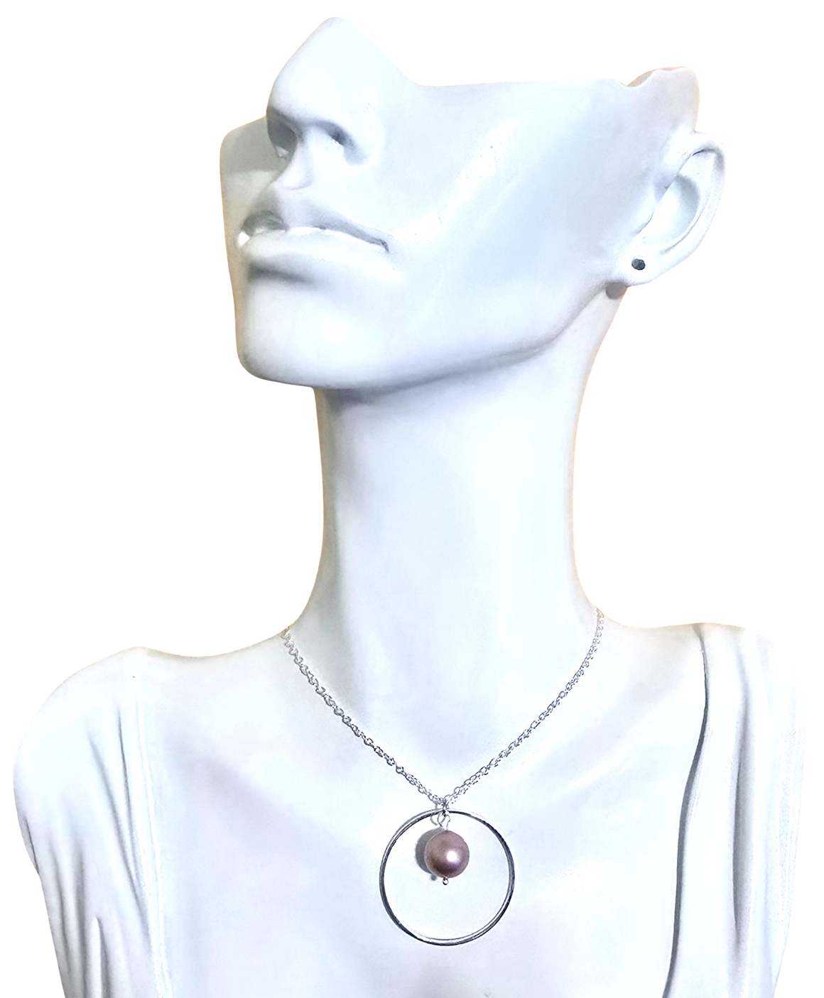 Pink Pearl Hoop Necklace