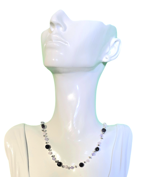 Rose Quartz Amethyst Bicone Illusion Necklace
