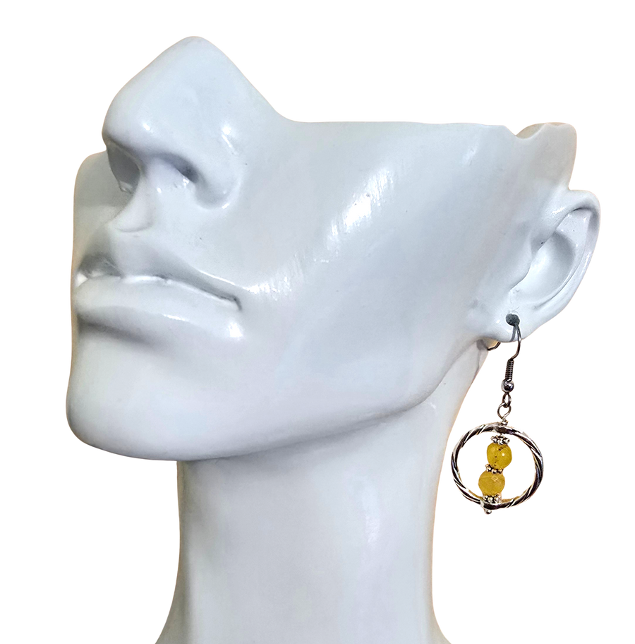 Yellow Agate Hoop Earrings