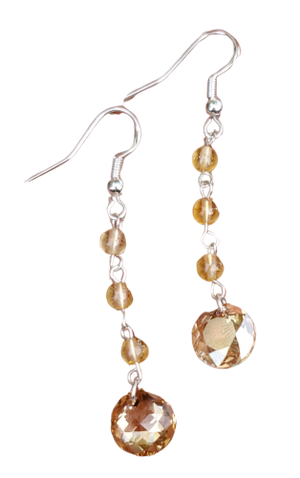 Citrine Swarovski Crystal Drop Earrings