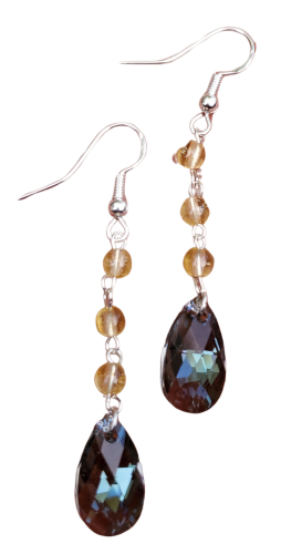 Citrine Smokey Crystal Drop Earrings