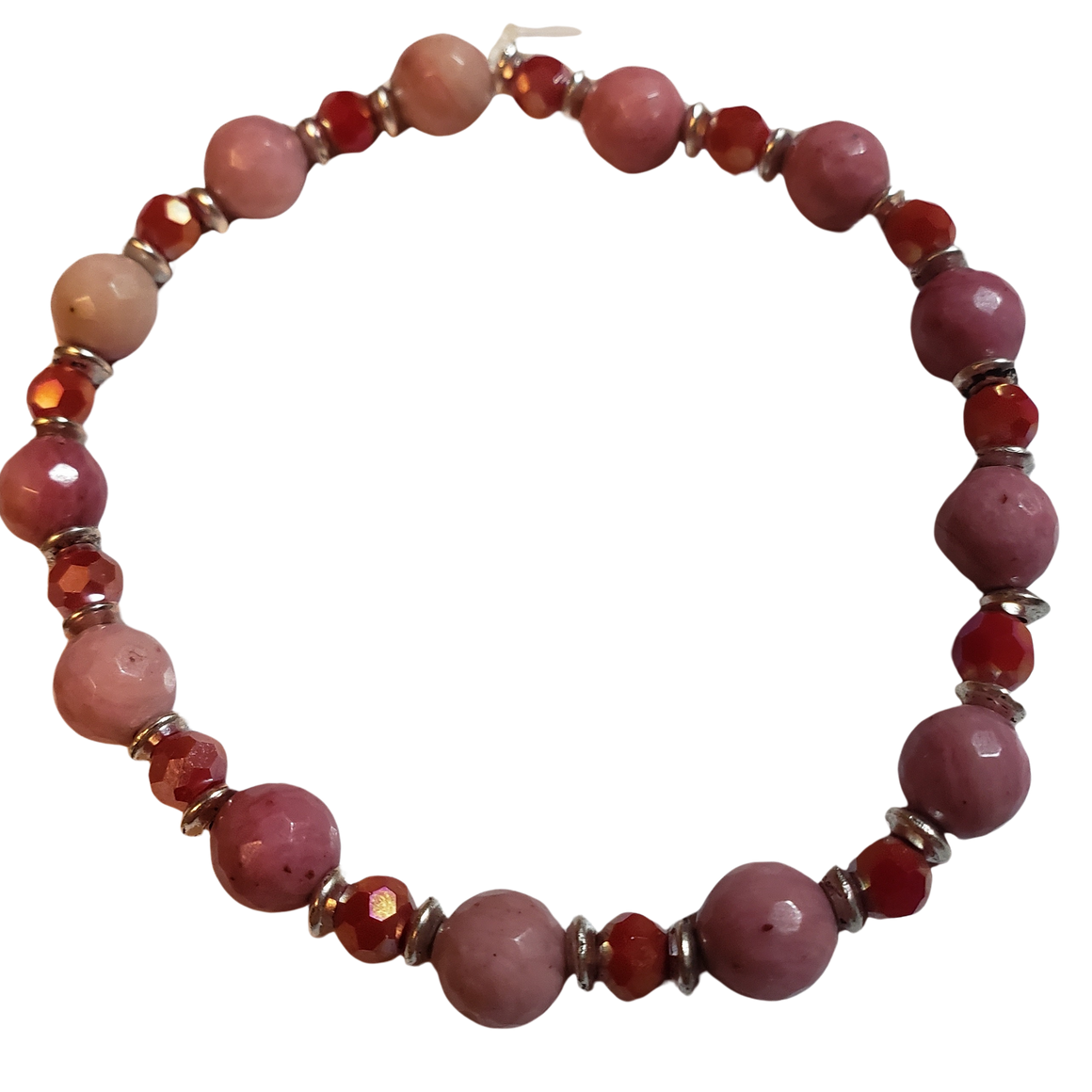 Rhodonite Red Rondelle Stretch Bracelet