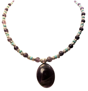 Amethyst Teardrop Pendant Amethyst Turquoise Necklace
