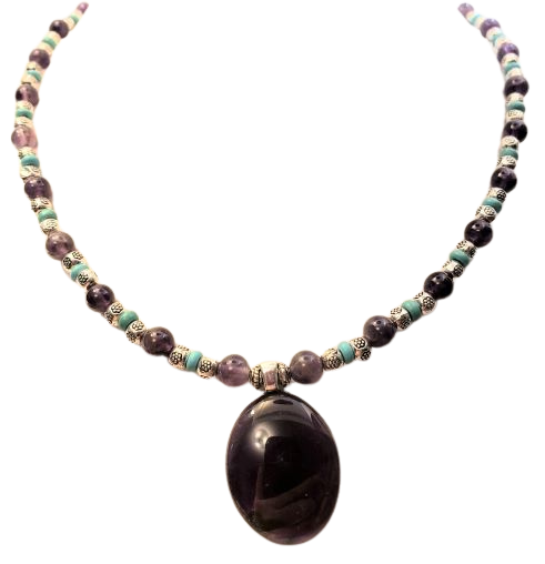 Amethyst Teardrop Pendant Amethyst Turquoise Necklace