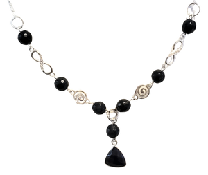 Sapphire Blue Goldstone Drop Necklace