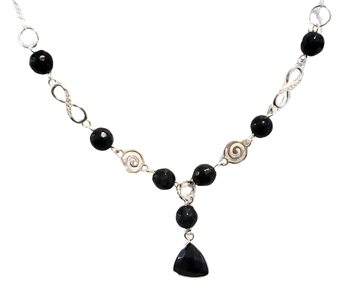 Sapphire Blue Goldstone Drop Necklace