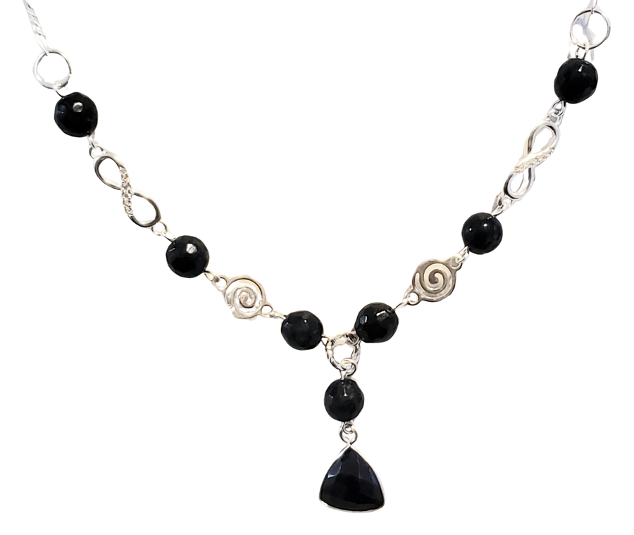 Sapphire Blue Goldstone Drop Necklace