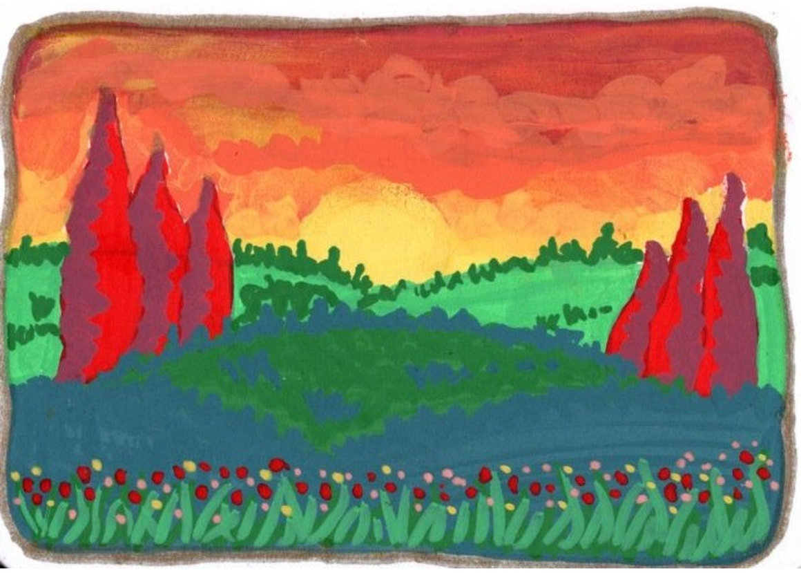 Whimsical Sunset Landscape Art Print