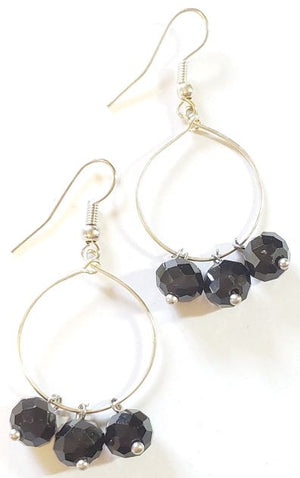 Black Rondelles Hoop Earrings