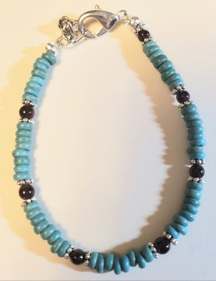 Howlite Turquoise Garnet Bracelet
