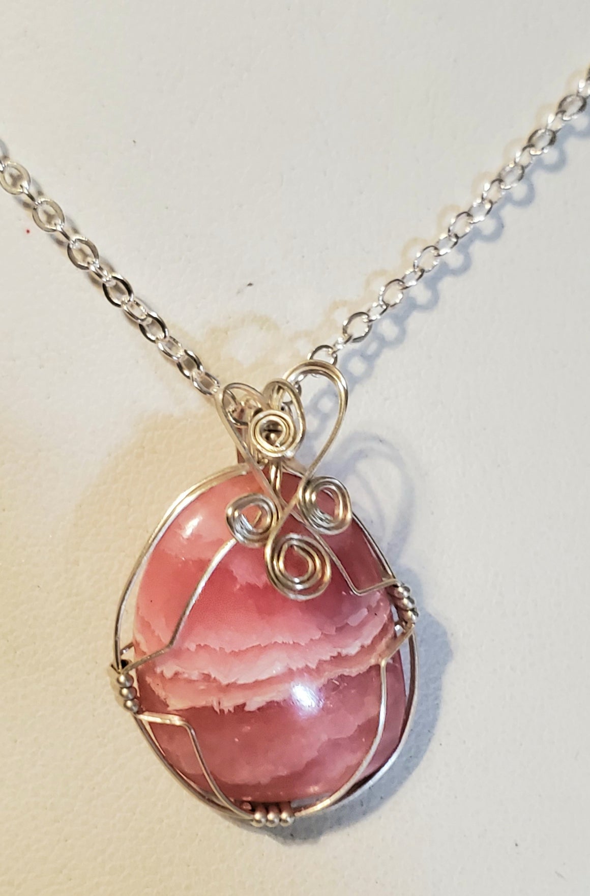 Rhodochrosite Wire Wrap Necklace 6